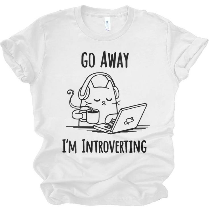 Go Away I'm Introverting Cat Introvert Anxiety Anxious Unisex Jersey T-Shirt