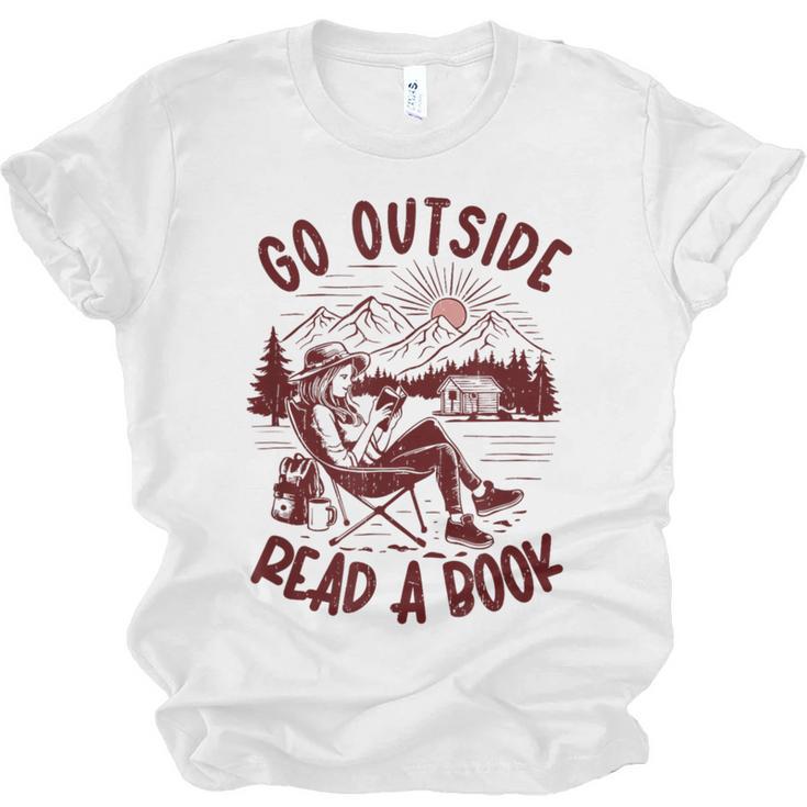Go Outside Read a Book Vintage Bibliophiles Unisex Jersey T-Shirt