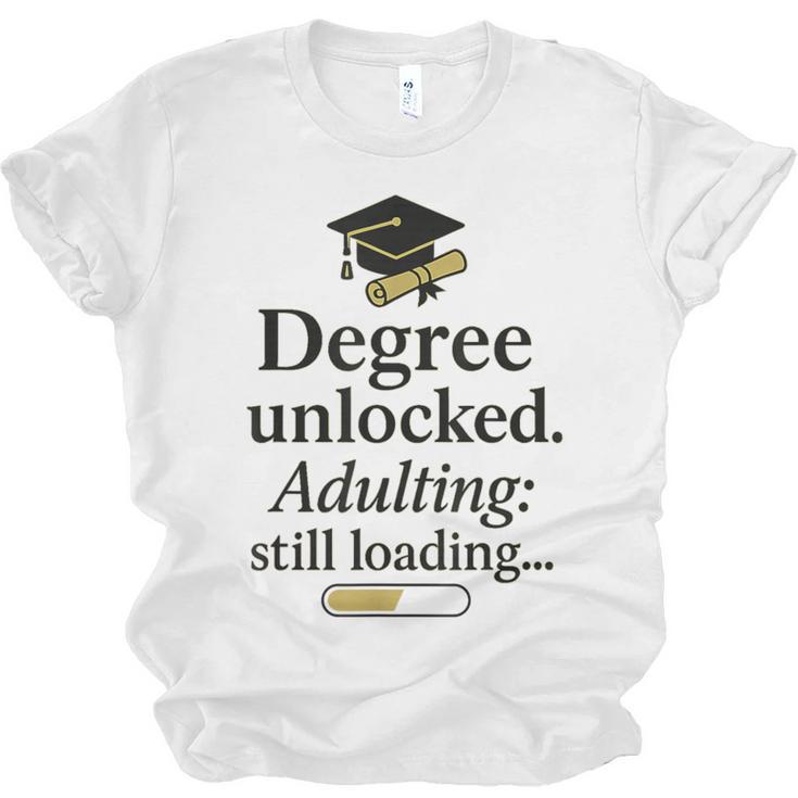 Graduation 2025 Degree Unlocked Adulting Still Loading Unisex Jersey T-Shirt