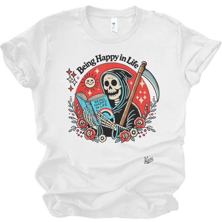 Grim Reaper Reads a Book Unisex Jersey T-Shirt