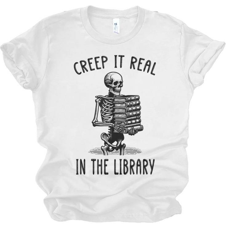 Halloween Skeleton Pun Book Lover Library Joke Unisex Jersey T-Shirt