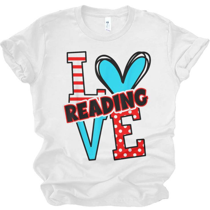 I Heart Books Love Reading Red And Stripe Animated Cat For Men Women Girls Kids Unisex Jersey T-Shirt