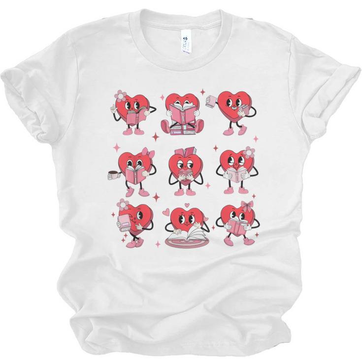 Heart Holding Reading Books Valentine Teacher Book Lover Unisex Jersey T-Shirt