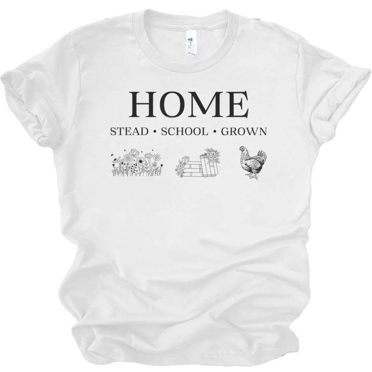 Home Stead School Grown Flowers Book Chicken Unisex Jersey T-Shirt