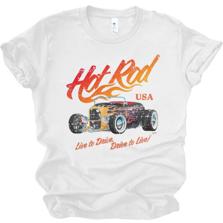 Hotrod Vintage Style Car Nostalgia Hotrod Distressed Premium Tri-Blend Unisex Jersey T-Shirt