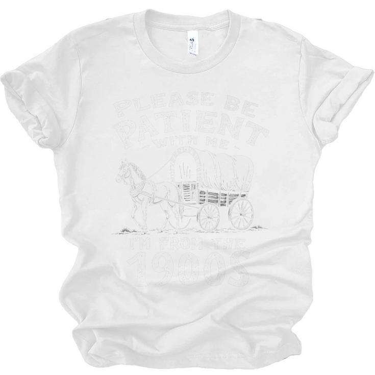 Humorous Wagon Plea Please Be Patient I'm From The 1900s Premium Unisex Jersey T-Shirt