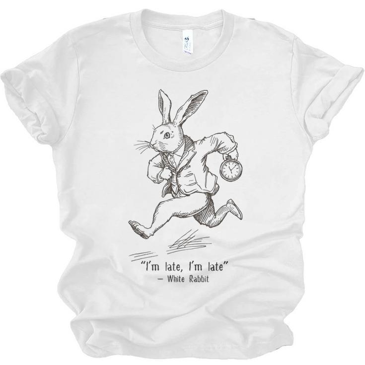 I'm Late I'm Late Rabbit From Alice Wonderland Book Unisex Jersey T-Shirt