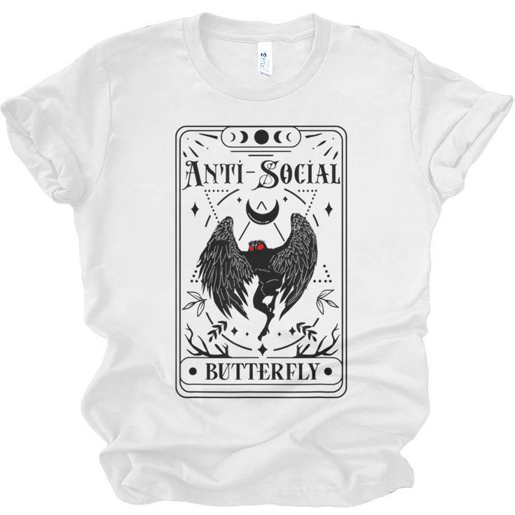Introvert Apparel Emporium Mothman Tarot Card Antisocial Butterfly Cryptozoologist -Adults Grey Unisex Jersey T-Shirt