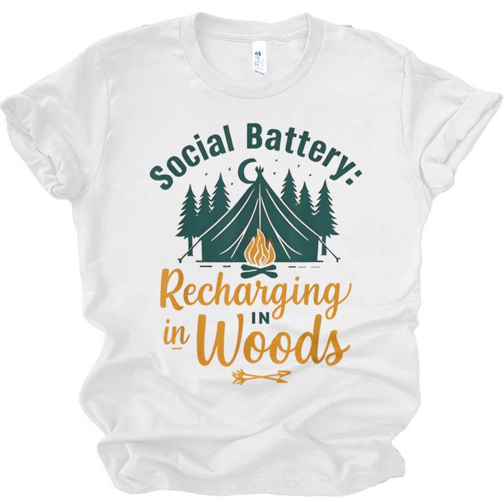 Introvert Camping Social Battery Recharging In The Woods Unisex Jersey T-Shirt