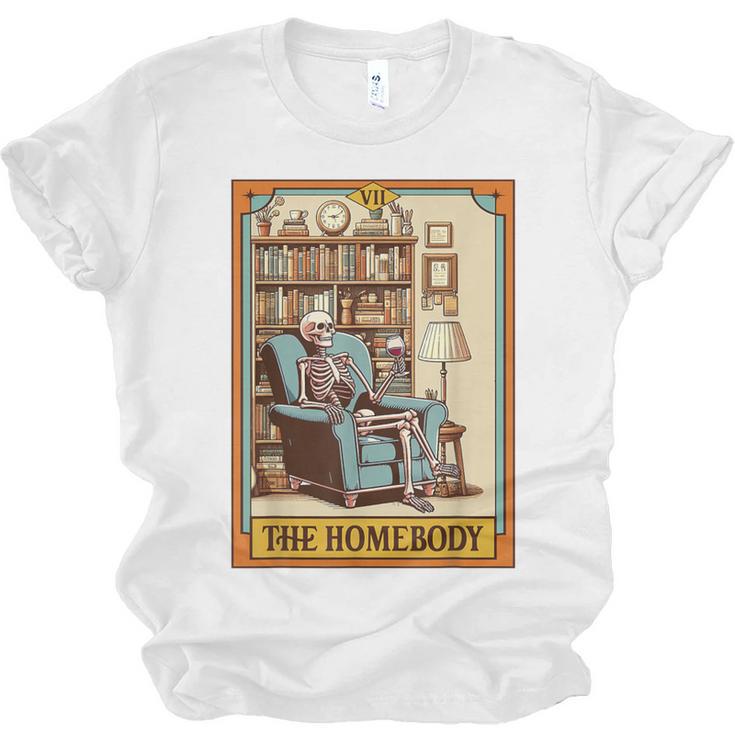 Introvert Homebody Awkward Skeleton The Homebody Tarot Card Unisex Jersey T-Shirt