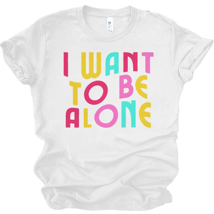 Introvert I Want To Be Alone Retro Wavy Unisex Jersey T-Shirt
