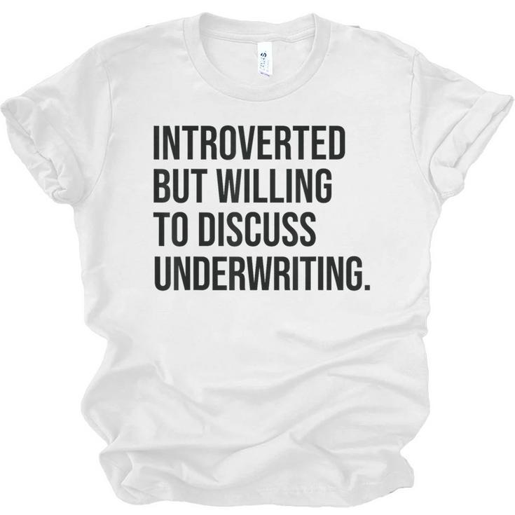 Introverted Underwriter Underwriting Introvert Unisex Jersey T-Shirt