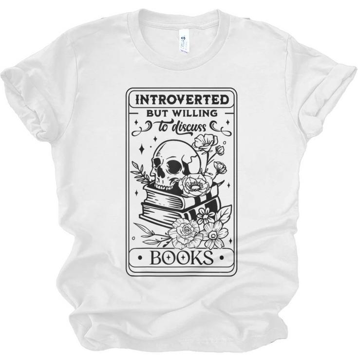 Introverted BUT Willing To Discuss Books Book Lover Unisex Jersey T-Shirt