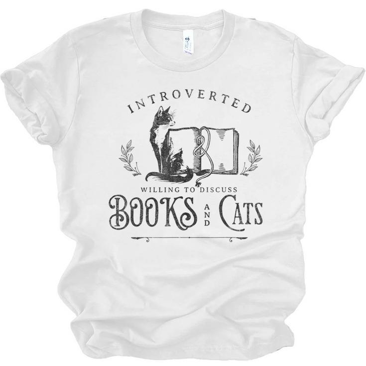 Introverted But Willing To Discuss Cats And Books Unisex Jersey T-Shirt