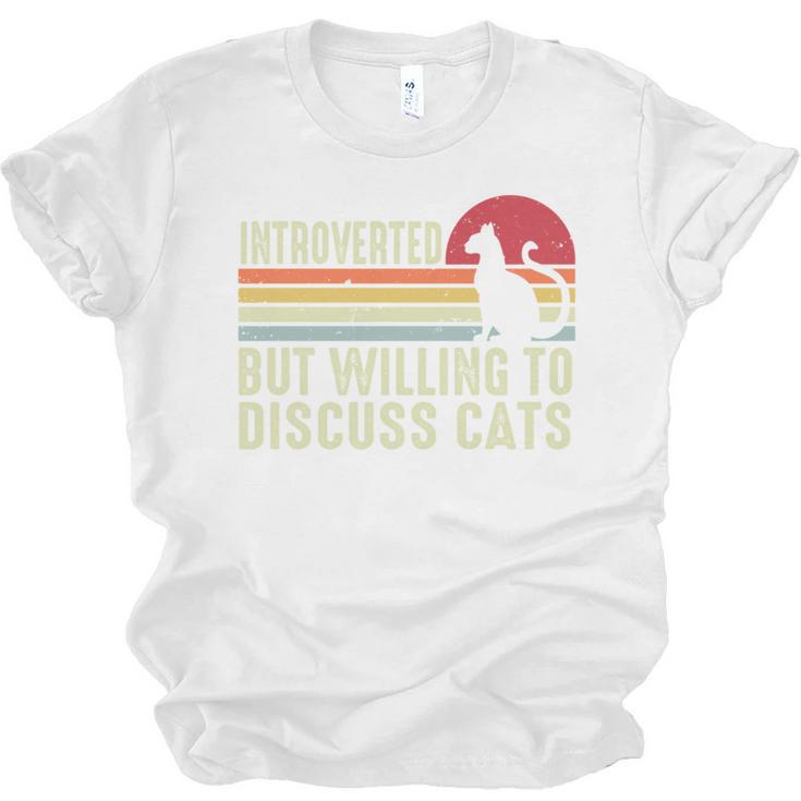 Introverted But Willing To Discuss Cats Kitten Pet Lover Unisex Jersey T-Shirt