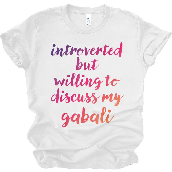 Introverted Willing To Discuss Gabali Introvert Unisex Jersey T-Shirt