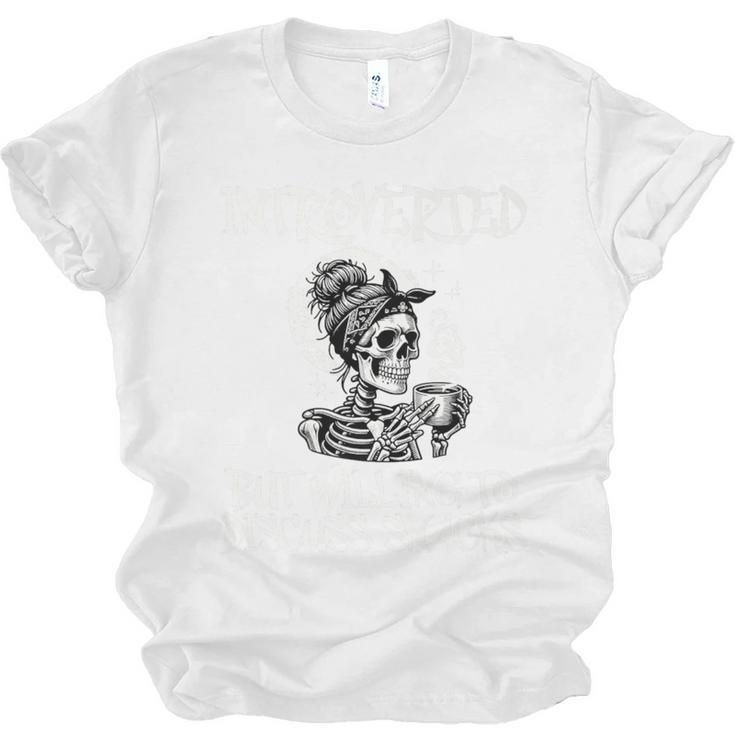 Introverted But Willing To Discuss Snacks Coffee Premium Unisex Jersey T-Shirt