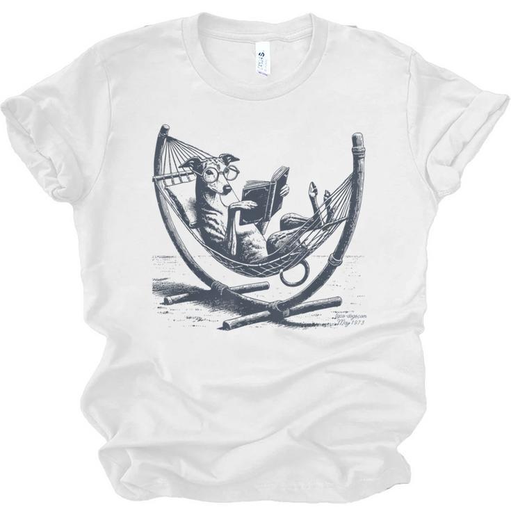 Italian Greyhound Whippet Dog Reading Book Hammock Iggy Mom Unisex Jersey T-Shirt