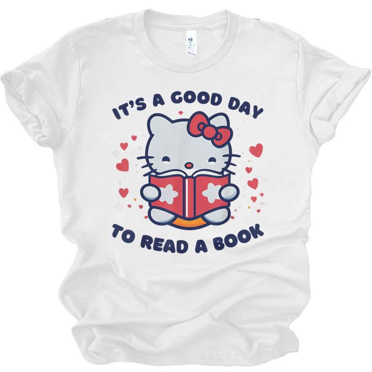 It's a Good Day To Read a Book Cute Cat Book Day Girls Boys Unisex Jersey T-Shirt