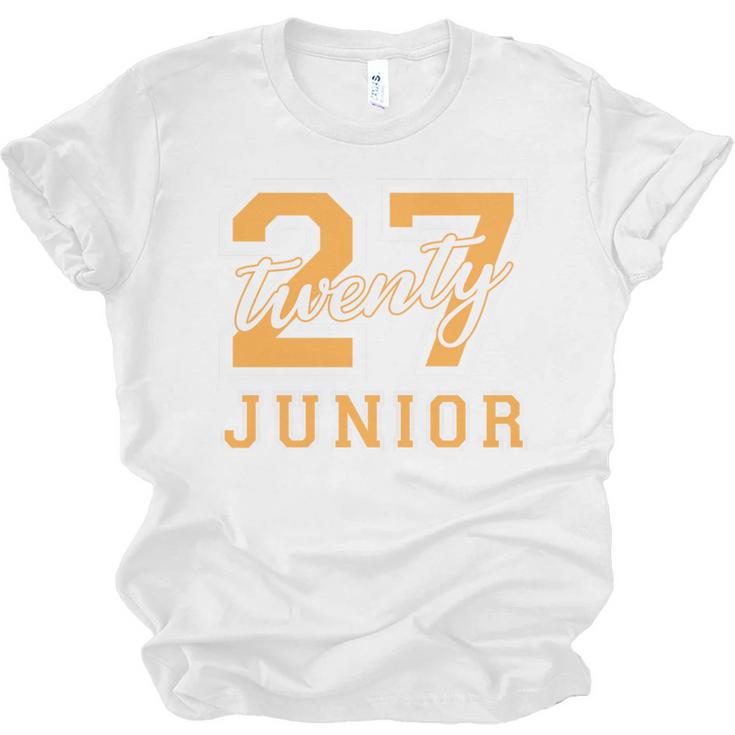 Junior Class 2027 Graduation Back To School Orange Letters Premium Tri-Blend Unisex Jersey T-Shirt