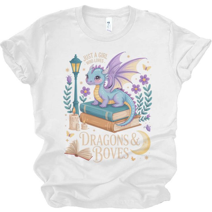 Just a Girl Who Loves Dragons & Books Reader Fantasy Fun Premium Tri-Blend Unisex Jersey T-Shirt