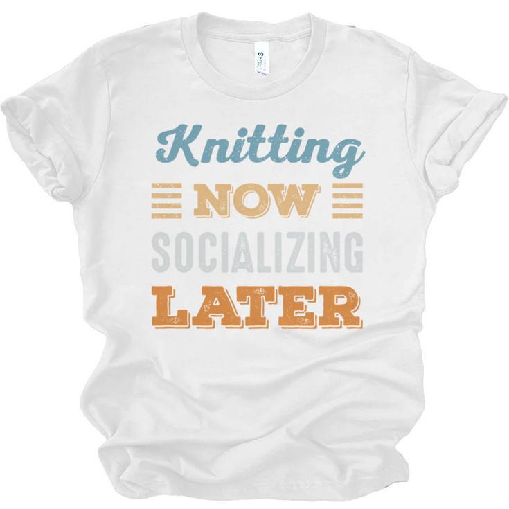 Knitting Now Minimal Socializing Introvert Vintage Unisex Jersey T-Shirt