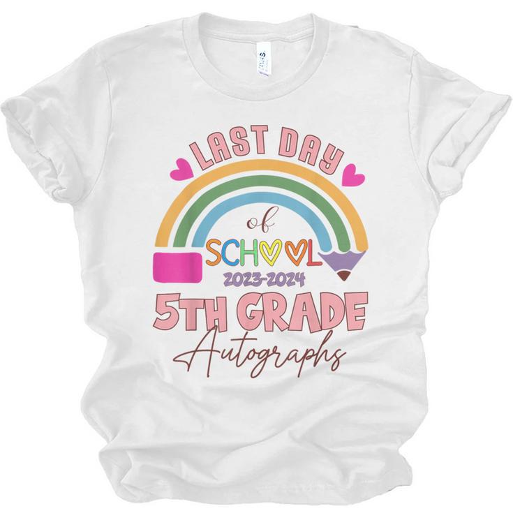 Last Day Of School Autograph 5th Grade Graduation Boys Girls Unisex Jersey T-Shirt