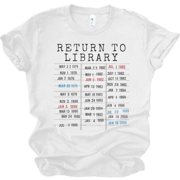 Library Card Due Date Stamp Book Lover Reading Vintage Read Unisex Jersey T-Shirt