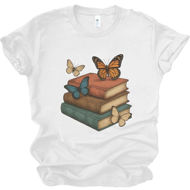 Life Is Better With Butterflies And Books Cute Butterfly Unisex Jersey T-Shirt