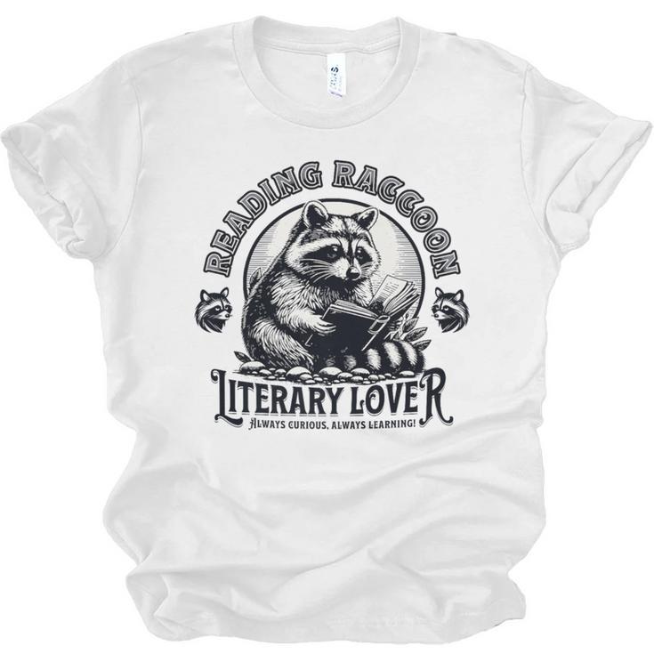 Literary Lover Reading Raccoon Books Premium Unisex Jersey T-Shirt