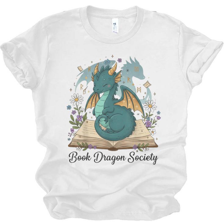 Magical Book Dragon Fantasy Reading Enthusiast Art Unisex Jersey T-Shirt
