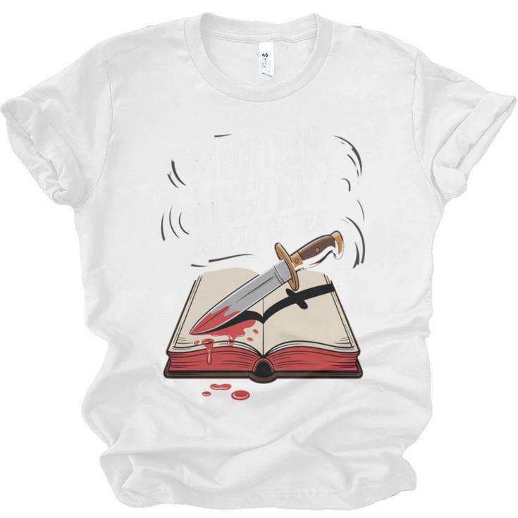 Murder Mystery And a Cup Of Tea Book Humor Unisex Jersey T-Shirt