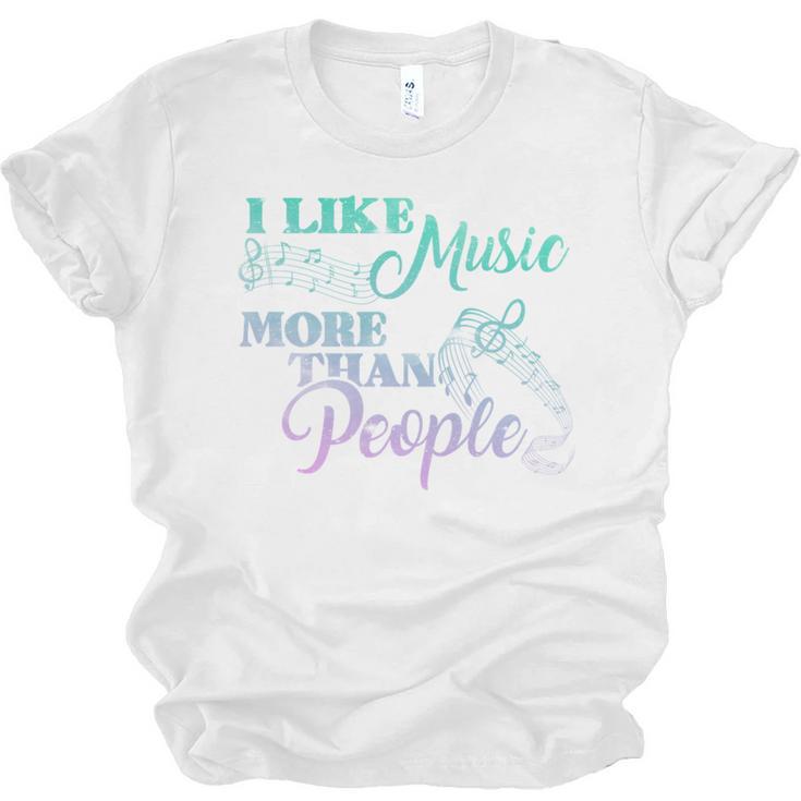 I Like Music More Than People Introvert Music Lover INTP Pun Unisex Jersey T-Shirt