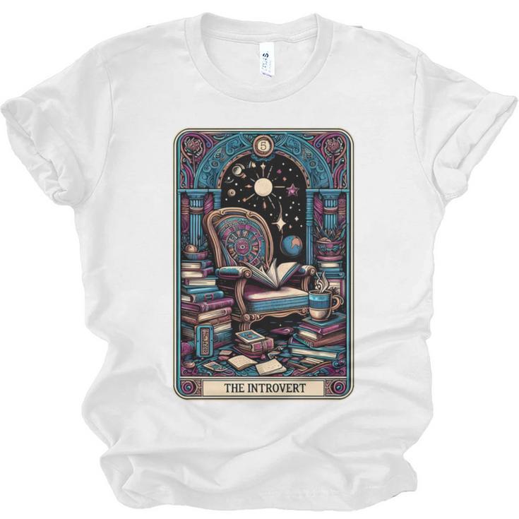 Mystical Library Book Reader The Introvert Tarot Card Unisex Jersey T-Shirt