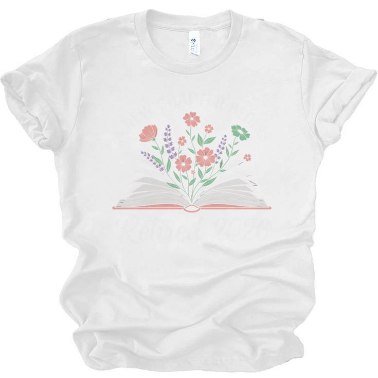 New Chapter Begins Retired 2026 Floral Book Retirement Women Unisex Jersey T-Shirt