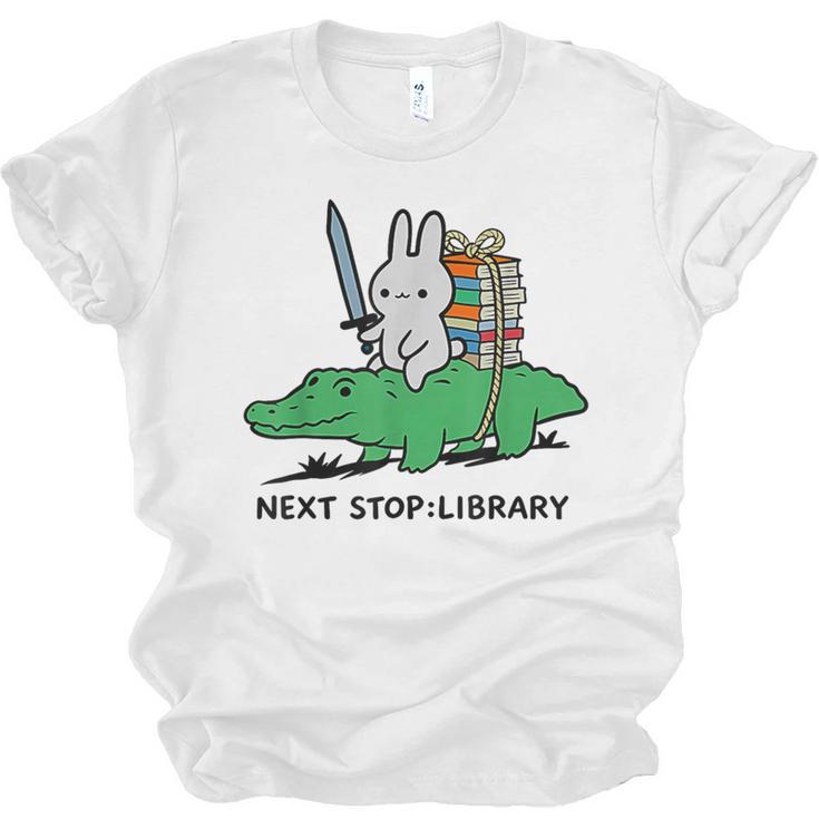 Next Stop Library Reading Book Unisex Jersey T-Shirt