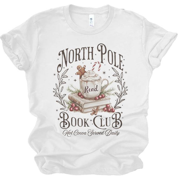 North Pole Book Club Christmas Xmas Hot Cocoa Bookish Unisex Jersey T-Shirt