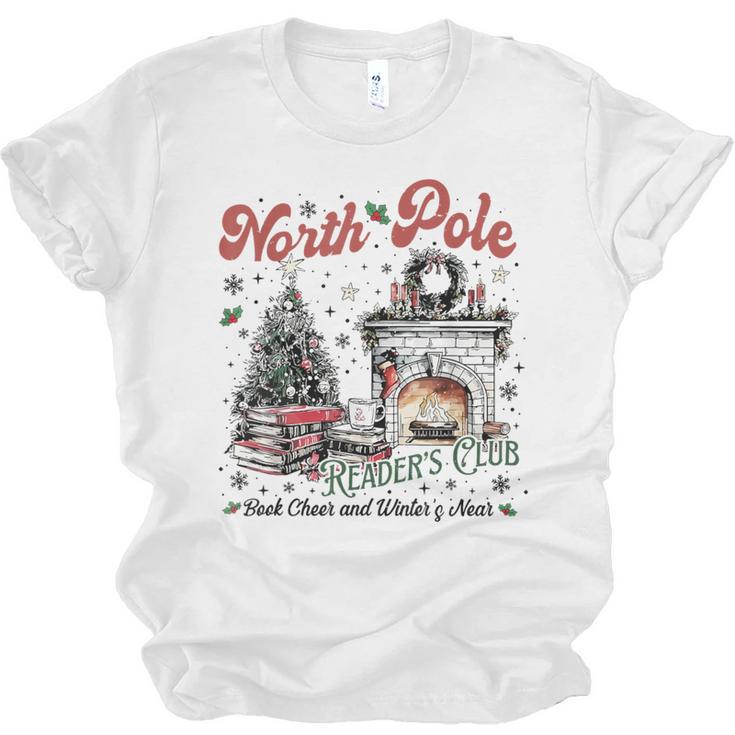 North Pole Book Club Book Lover Bookish Bookworm Christmas Unisex Jersey T-Shirt