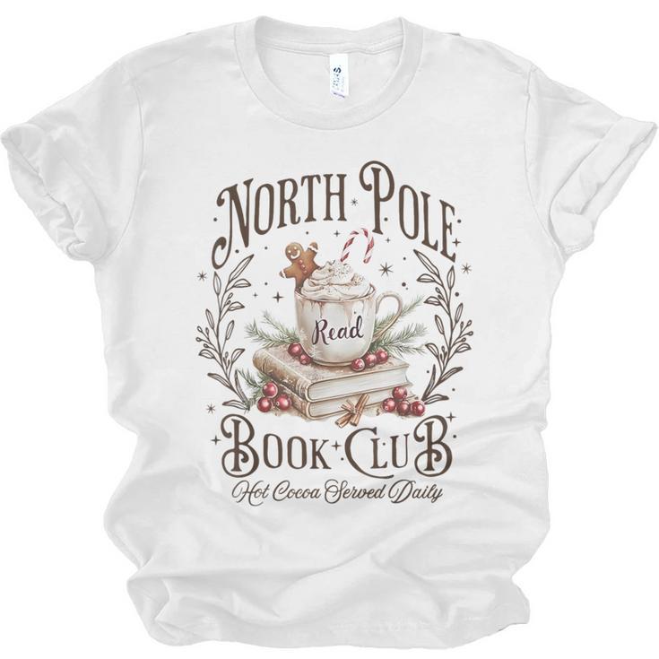 North Pole Readers Club Bookish Xmas Santa Book Reading Unisex Jersey T-Shirt