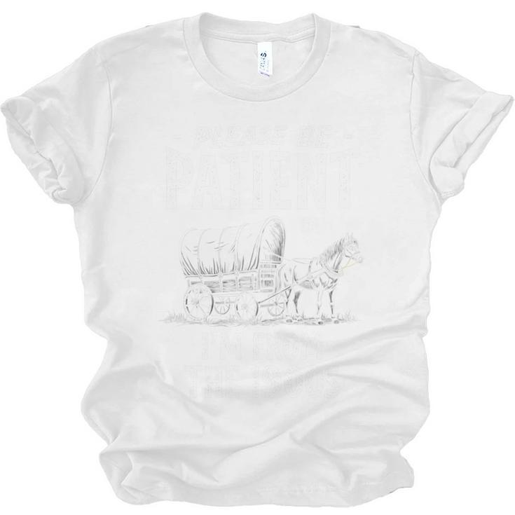 Nostalgic Wagon Jest Please Be Patient I'm From The 1900s Unisex Jersey T-Shirt