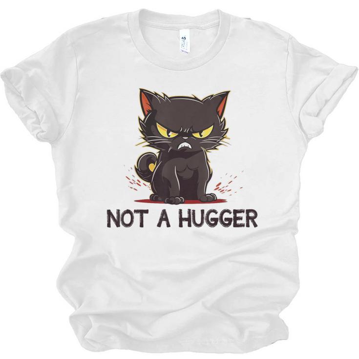 Not A Hugger Tee Angry Cat Sarcastic Cute Introvert Unisex Jersey T-Shirt