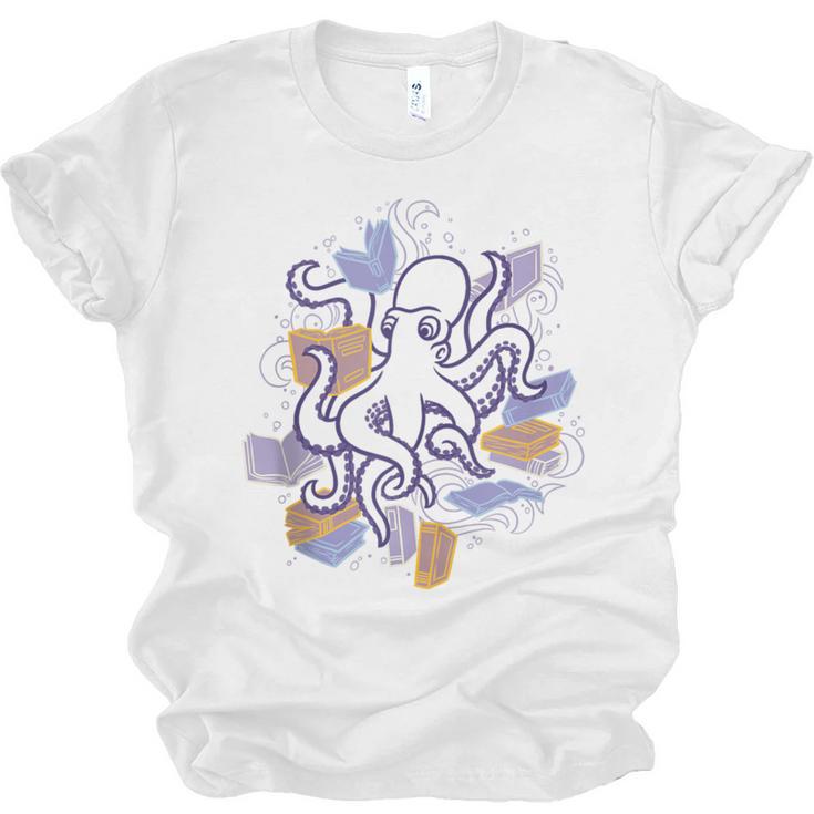 Octopus Book Reader Unisex Jersey T-Shirt
