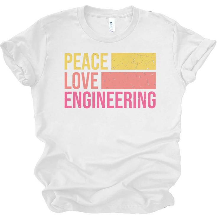 Peace Love Engineering Engineer School Graduation Retro Unisex Jersey T-Shirt