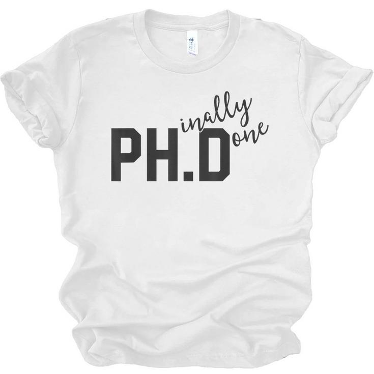PhD Shirt Phinally Finally Done Graduation Her Unisex Jersey T-Shirt