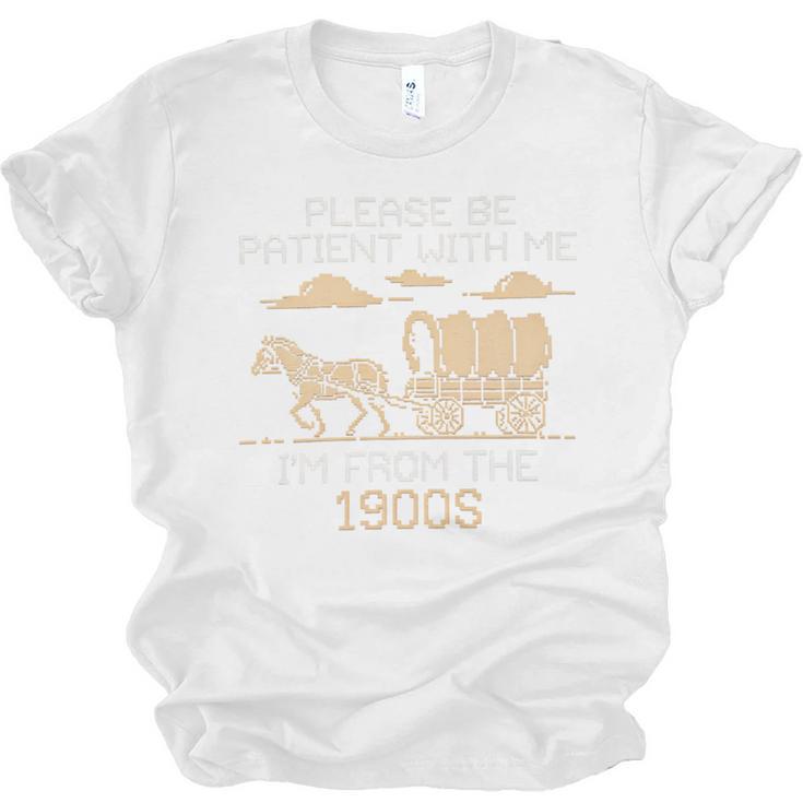 Please Be Patient I'm From The 1900s Retro Pixel Horse Wagon Premium Unisex Jersey T-Shirt