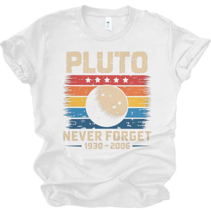 Pluto Never Forget Space Nostalgia Astronomy Humor Premium Tri-Blend Unisex Jersey T-Shirt