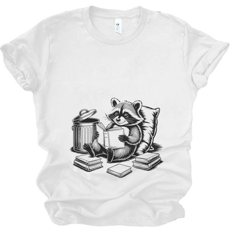 Raccoon Reading A Book Vintage Trash Reader Unisex Jersey T-Shirt