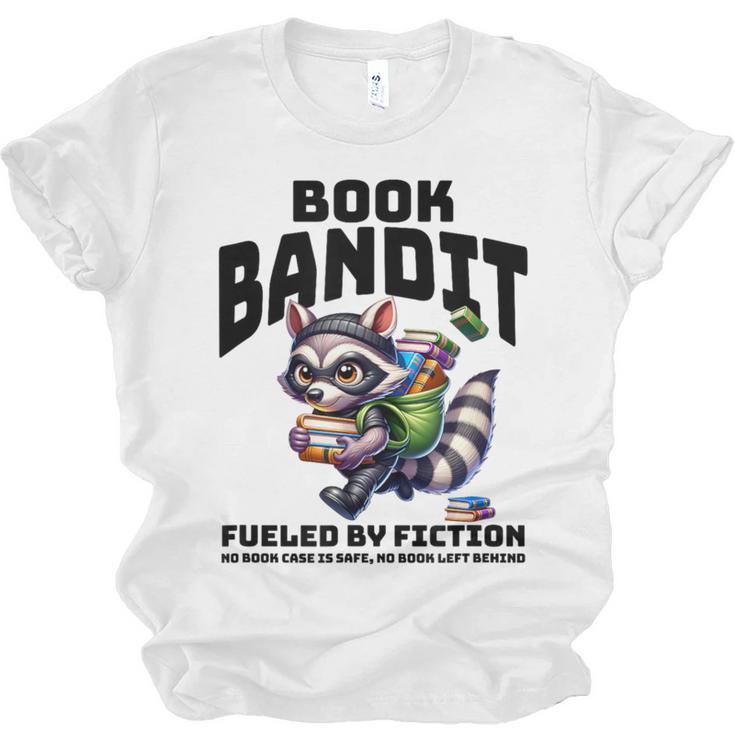 Racoon-Bookworm-Book Bandit-Fueled By Fiction Unisex Jersey T-Shirt