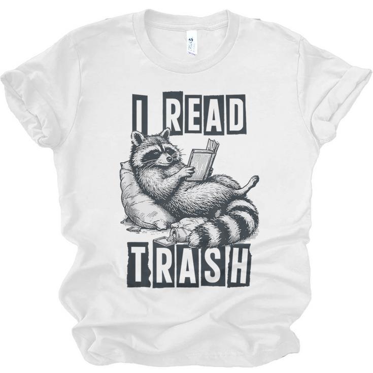Racoon Reading Spicy Smutty Book Booktok I Read Trashy Books Unisex Jersey T-Shirt