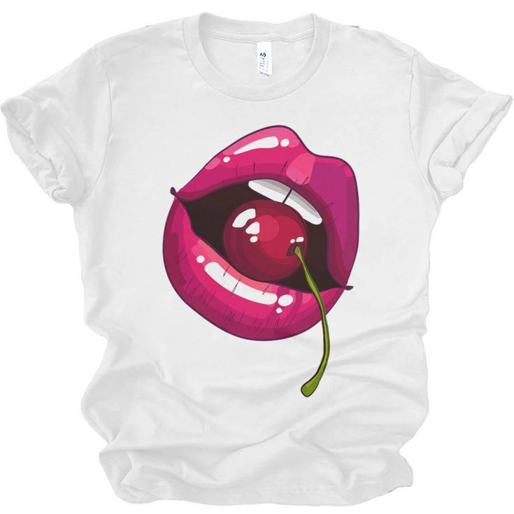 Rainbow Lips With a Cherry In The Mouth 80s Nostalgia Premium Tri-Blend Unisex Jersey T-Shirt